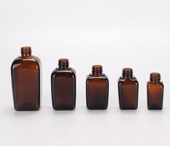 10ml 20ml 30ml 50ml 100ml frasco de vidro quadrado âmbar vidro cosmético brilhante conta-gotas de óleo essencial